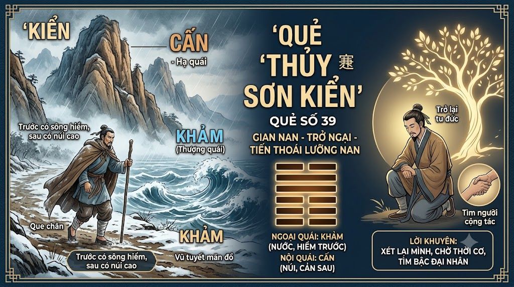 Quẻ Thủy Sơn Kiển (39)