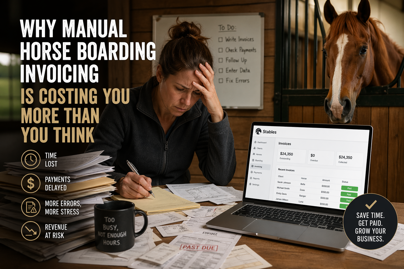 Why Manual Horse Boarding Invoicing Is Costing You More Than You Think