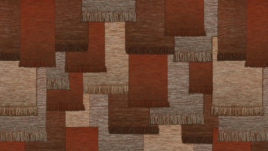 Terracotta wallpaper with various woven cloths