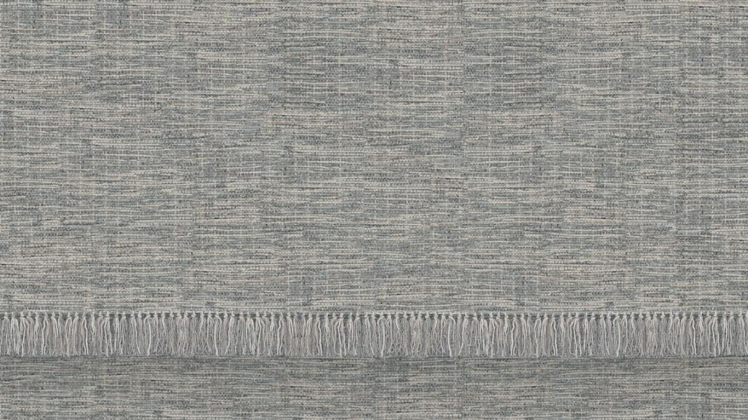 Grey wallpaper with large woven pattern and fringe