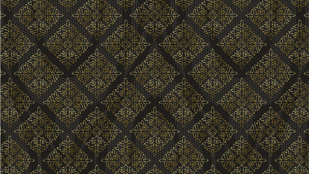 Dark brown wallpaper with golden classic designs made of honey.