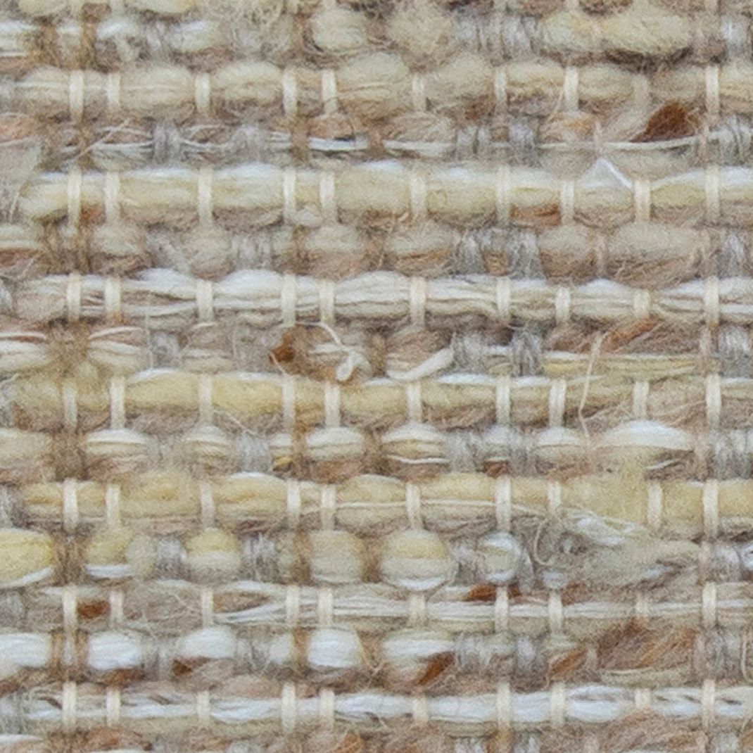 Sand-colored wallpaper with large woven pattern.