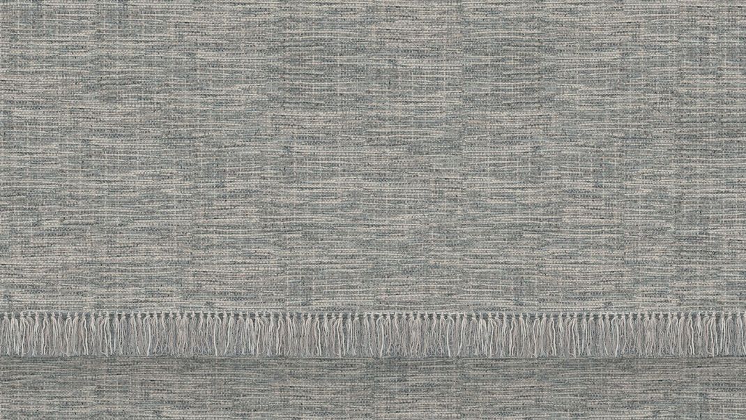 Grey wallpaper with large woven pattern and fringe