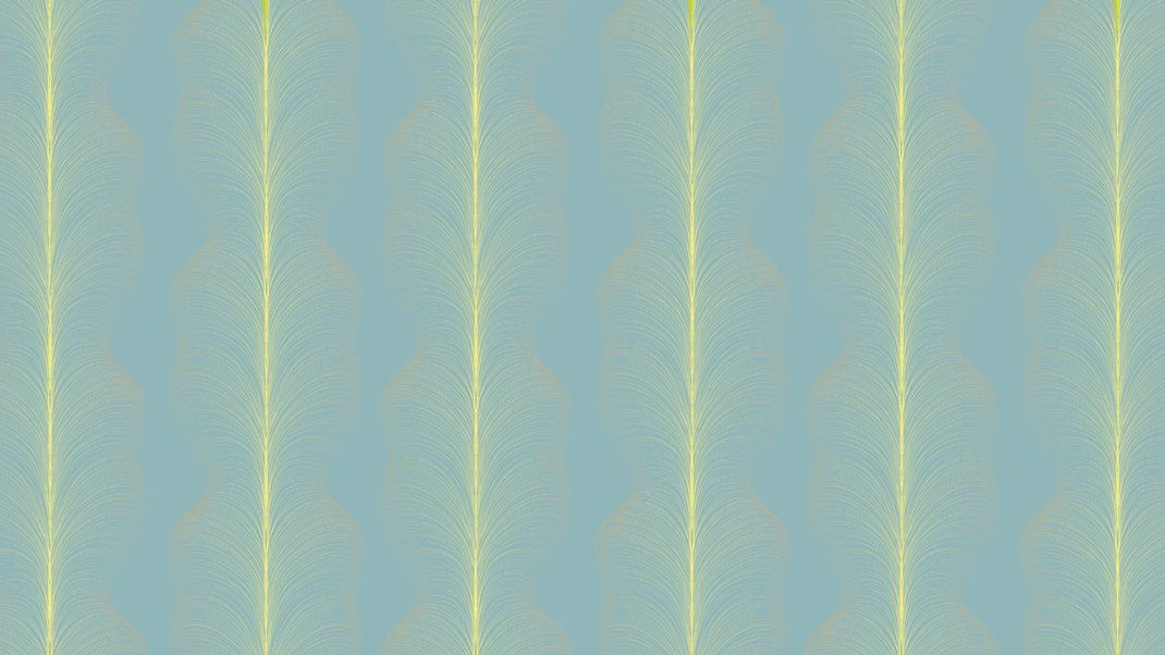 Blue wallpaper with yellow feathers