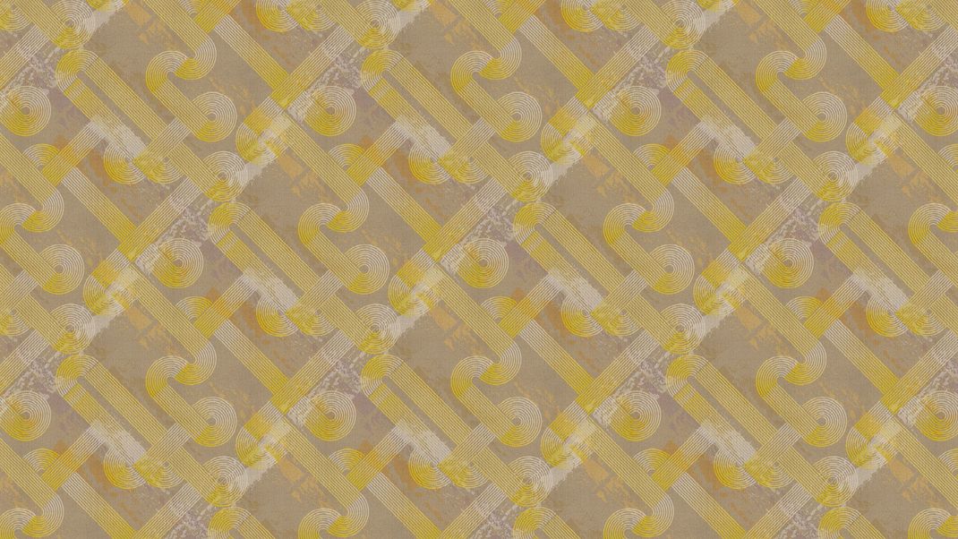 Yellow retro wallpaper with round lines