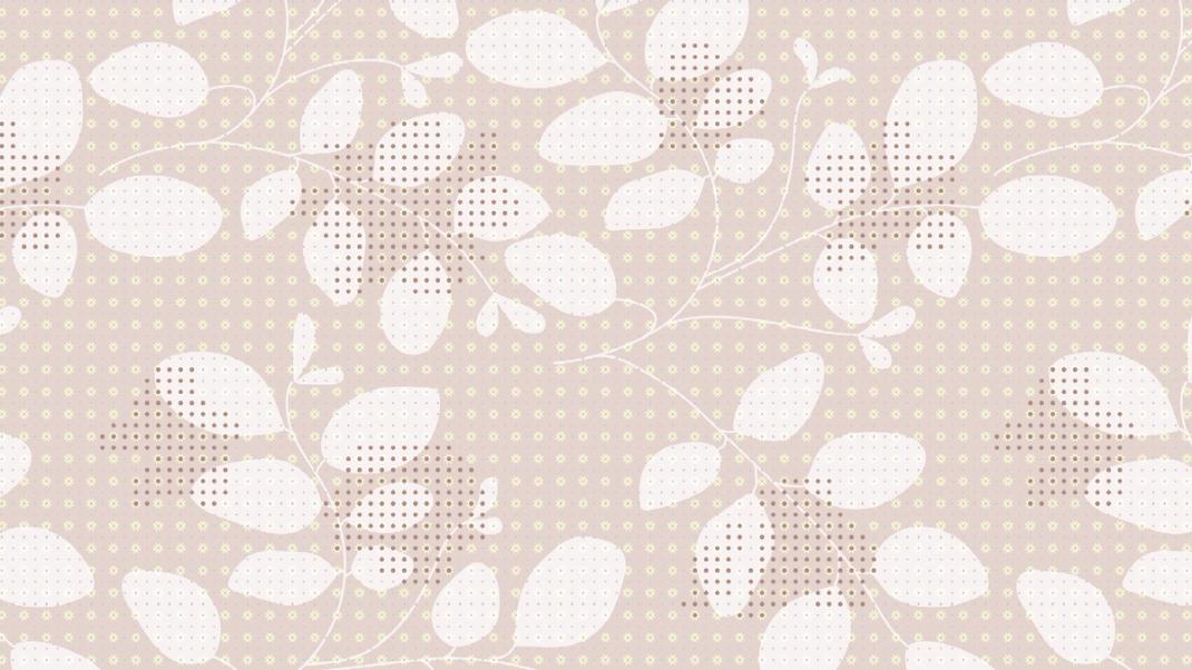 Light pink wallpaper with graphic leaves 