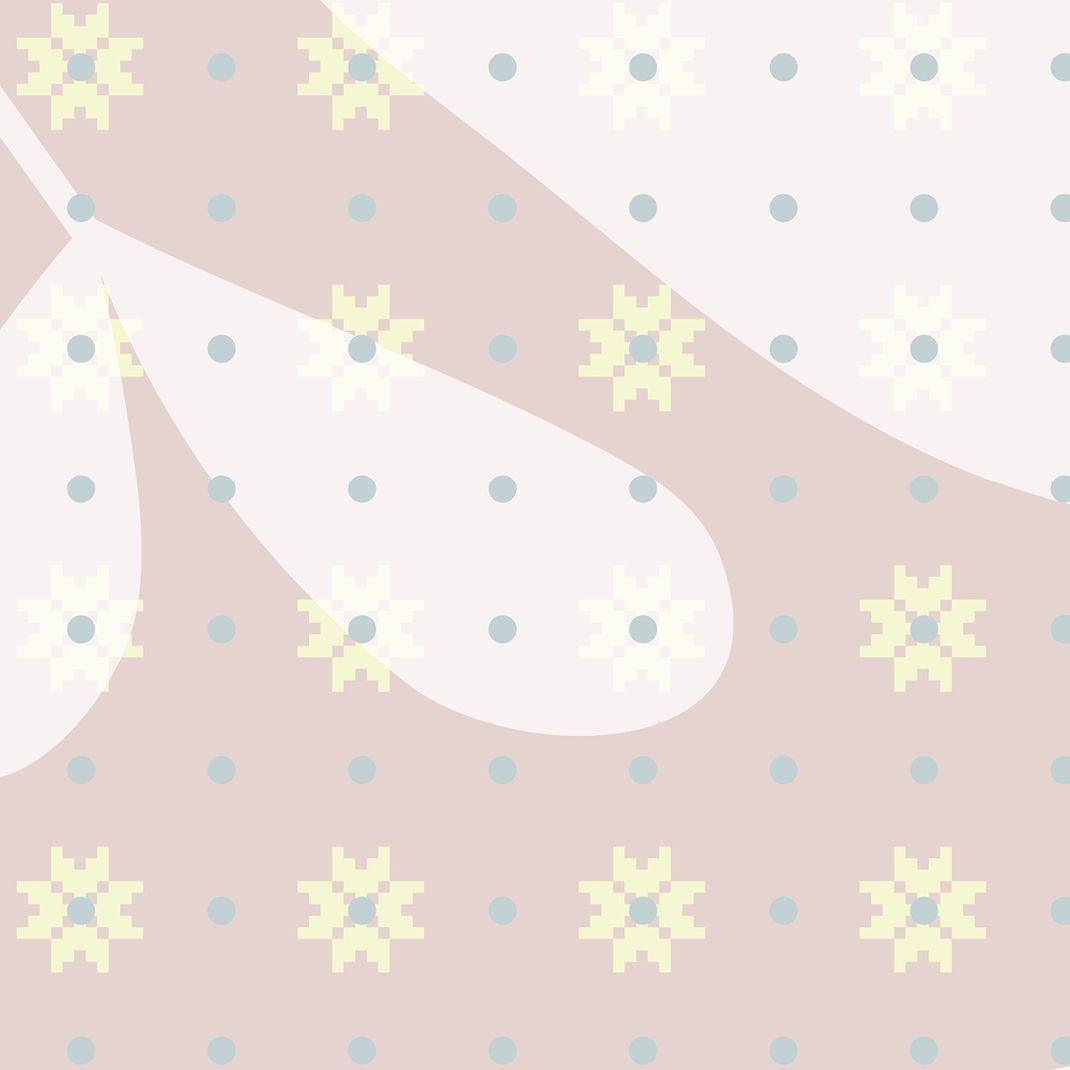 Light pink wallpaper with graphic leaves 