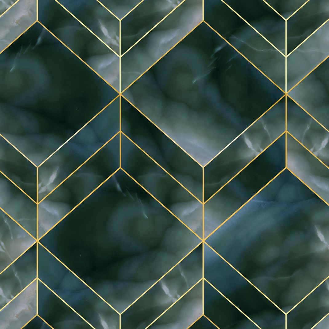 Green wallpaper with marble facets