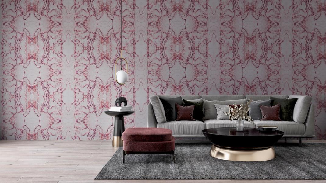 Wallpaper with pink red marble