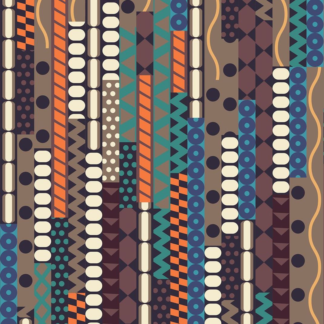 Wallpaper with vertical lines in multicolours