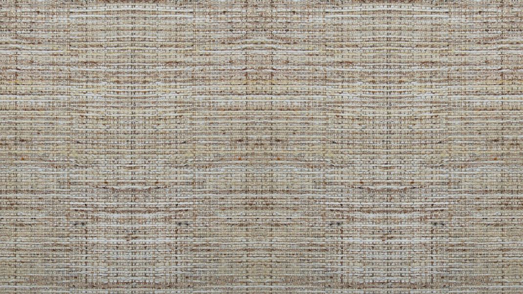 Sand-colored wallpaper with large woven pattern.