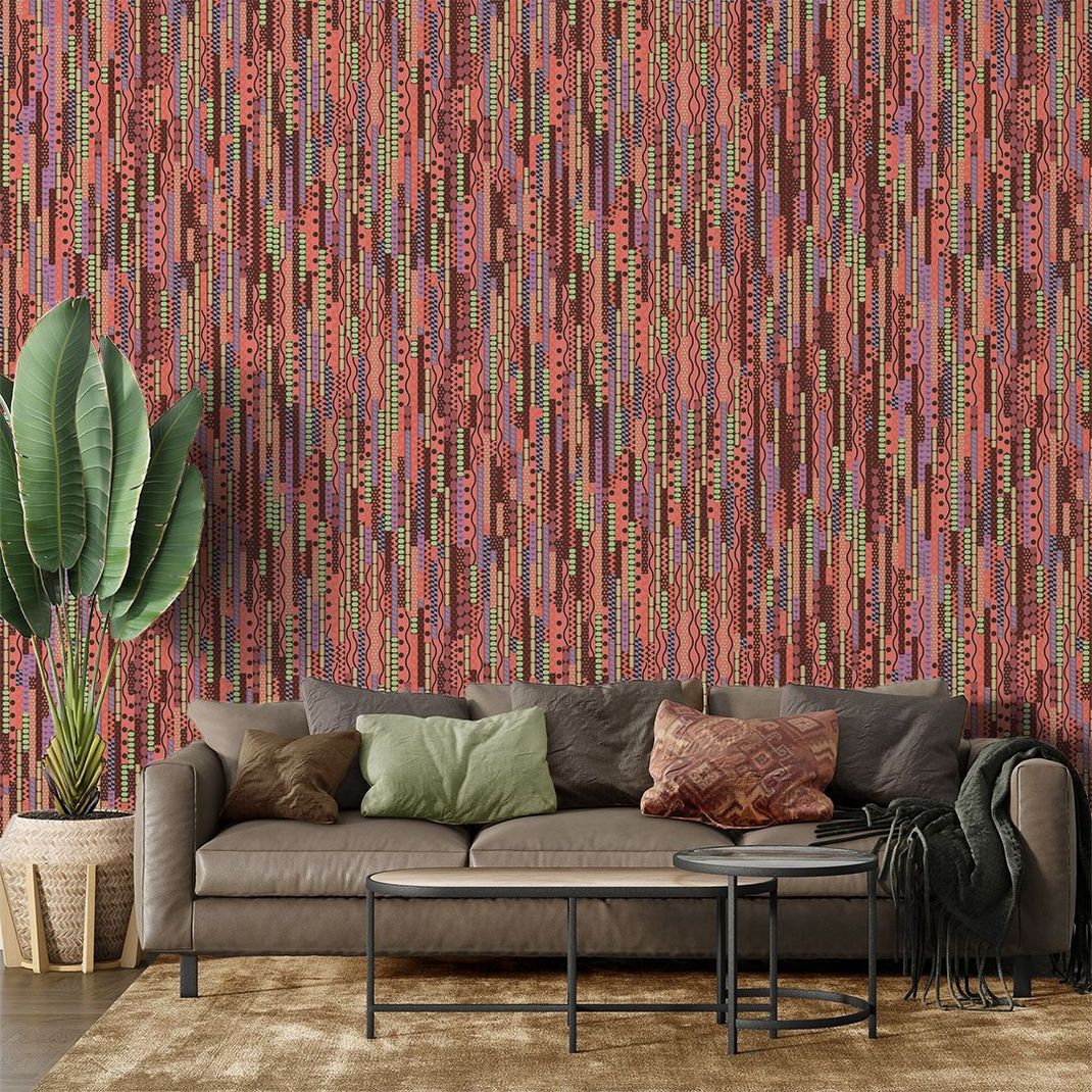 Wallpaper with vertical lines in red colors