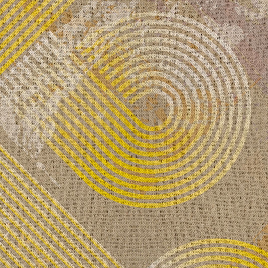 Yellow retro wallpaper with round lines