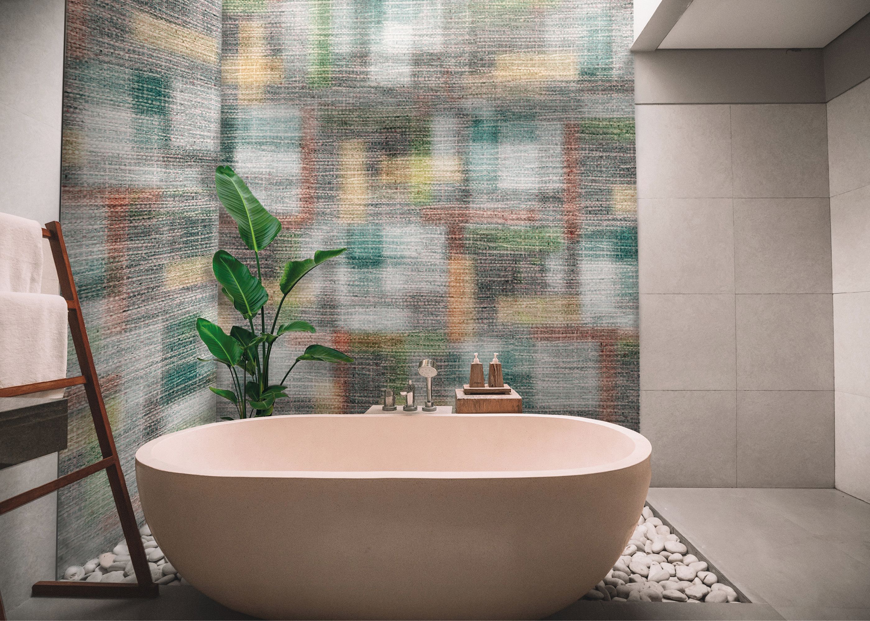 Verschiedenfarbige Tapete mit großem Webmuster