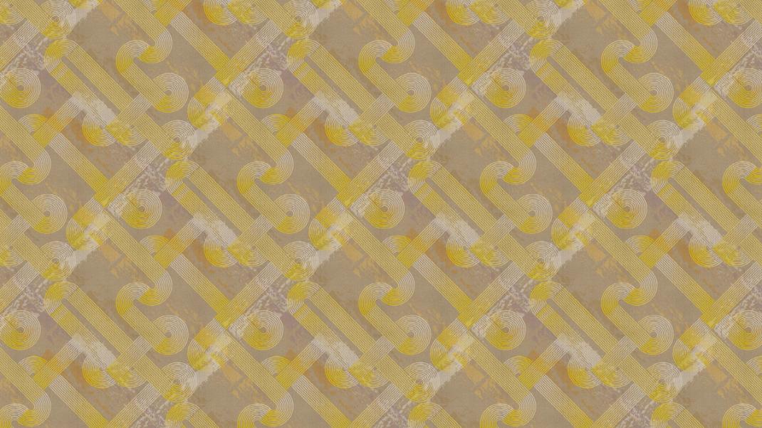 Yellow retro wallpaper with round lines