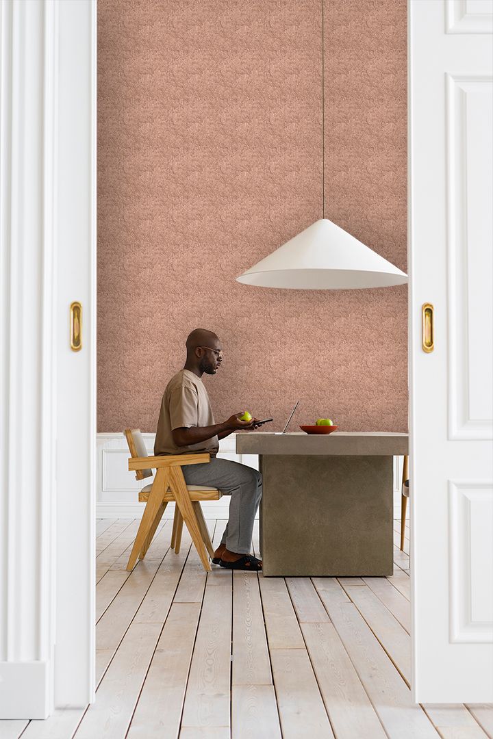 Papier peint cuivre avec motifs en relief