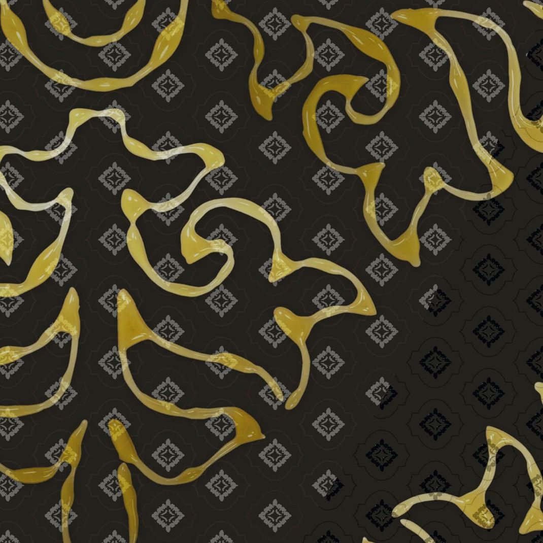 Dark brown wallpaper with golden classic designs made of honey.