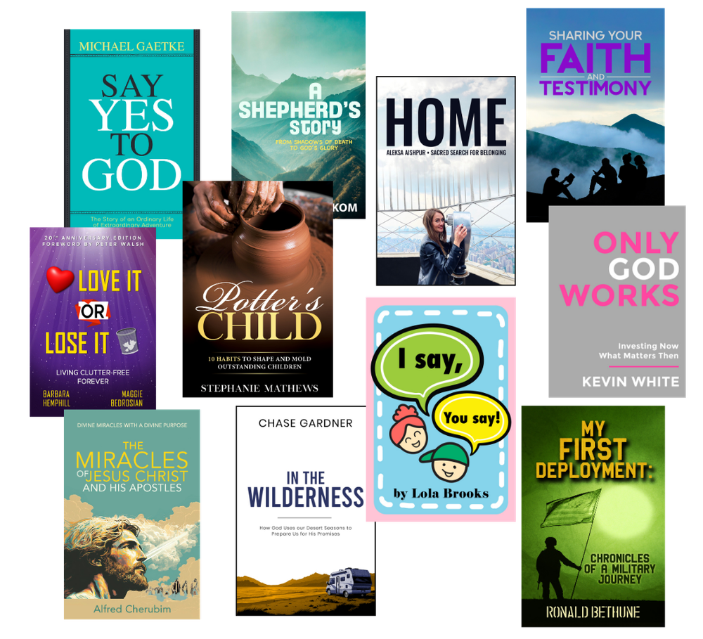 A collage of books published by Spirit Media authors across multiple nations