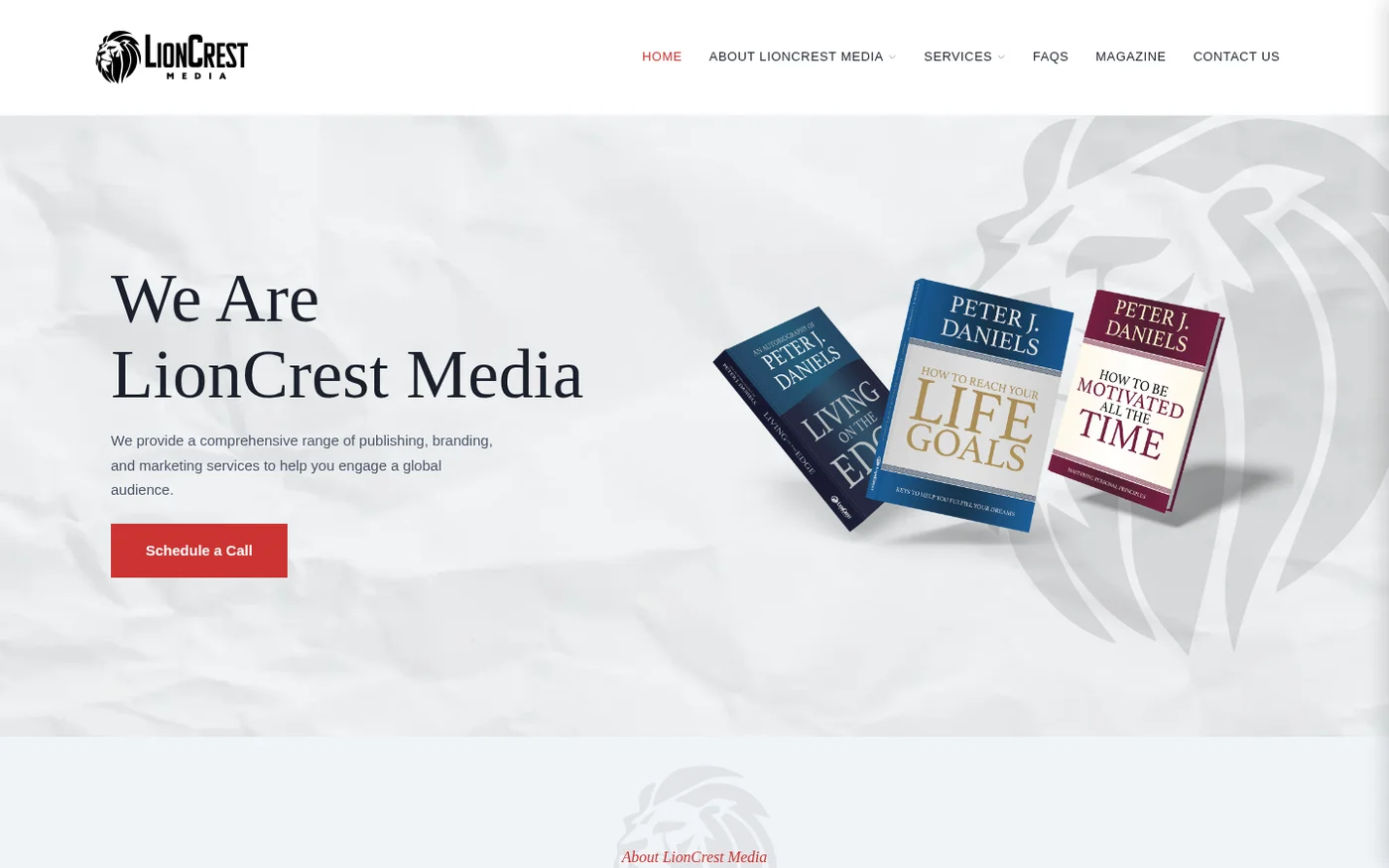 LionCrest Media desktop preview