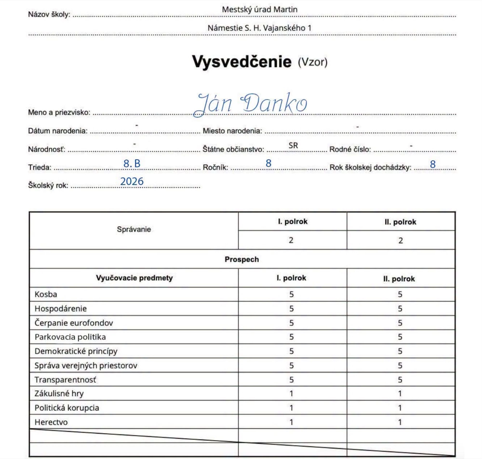 Dosluhujúcemu primátorovi sme vystavili vysvedčenie