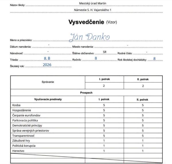 Dosluhujúcemu primátorovi sme vystavili vysvedčenie