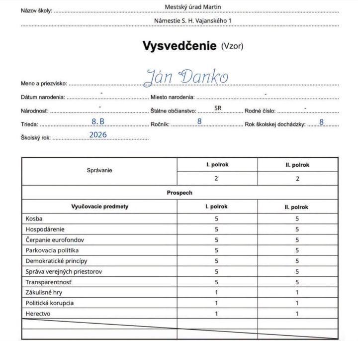 Dosluhujúcemu primátorovi sme vystavili vysvedčenie