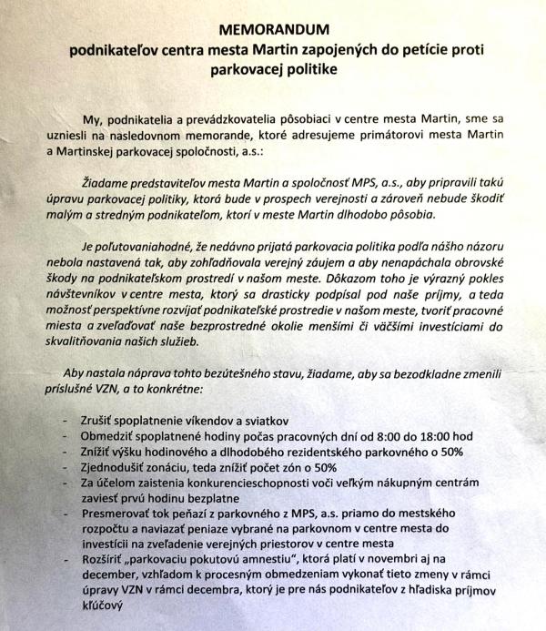 Spojili sme podnikateľov proti parkovacej politike