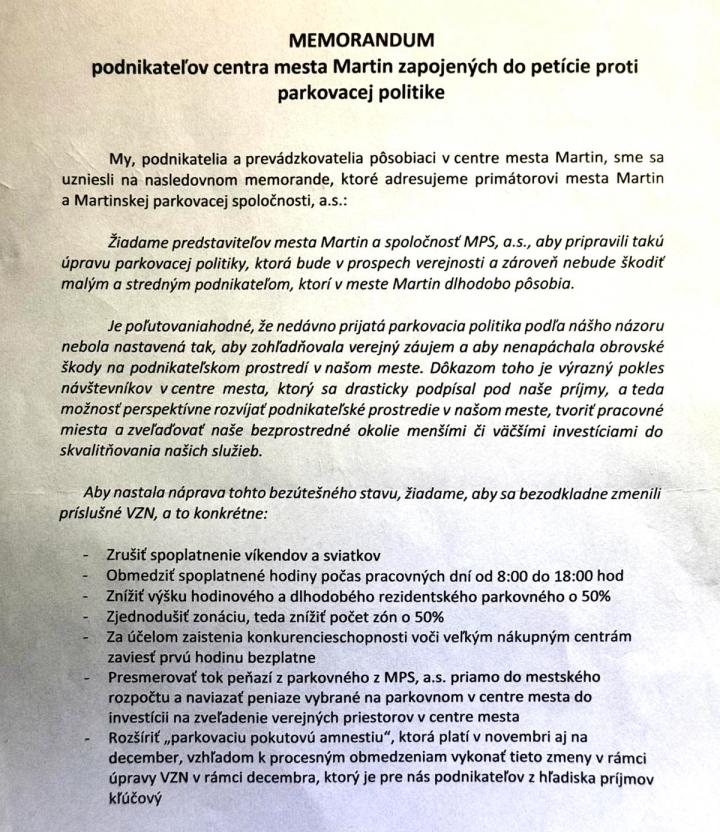 Spojili sme podnikateľov proti parkovacej politike