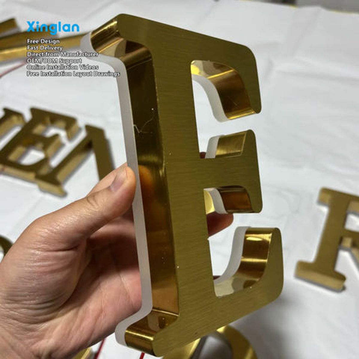 Custom Stainless Steel Backlit Illuminated Letters Corporate Image Wall Advertising Letters Waterproof High-Brightness LED