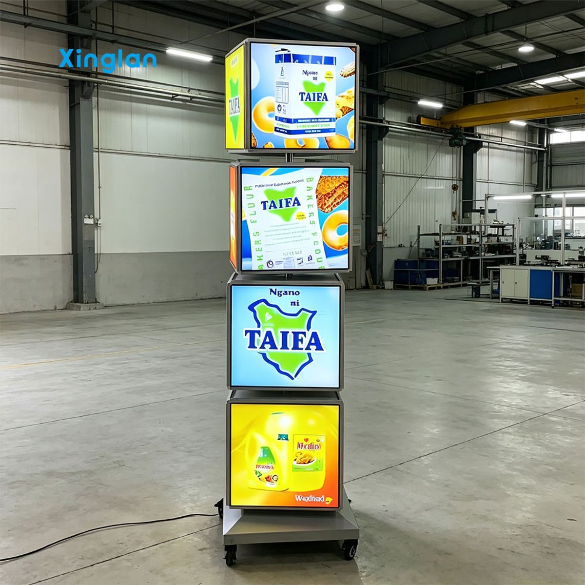 360 Degree Rotating LED Light Box Display Stand Custom Advertising Light Box Floor Standing Display for Retail Store Promotion