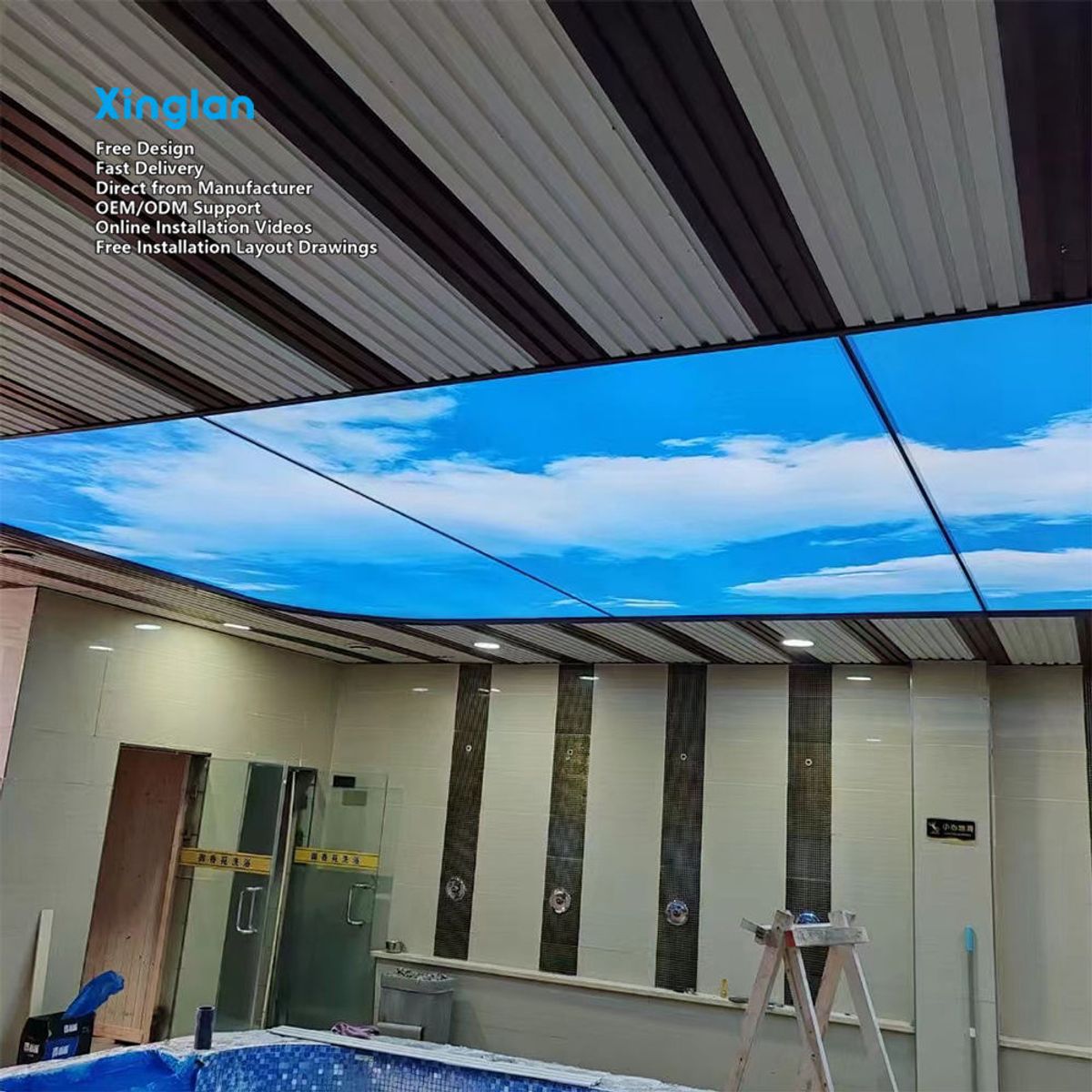 Aluminum Alloy Hanging Stretch Ceiling Fabric PVC Film High Brightness LED Backdrop Light Box 3000 Lumens Indoor Ceiling
