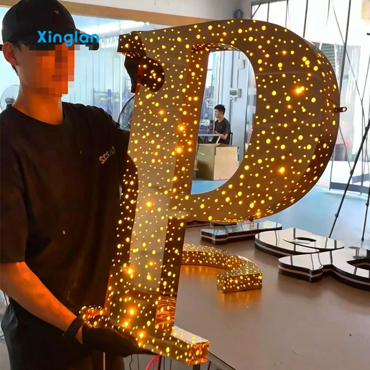 Custom 3D Stainless Steel Starry Sky LED Letter Sign High Brightness Backlit Perforated Commercial Outdoor Illuminated Signage