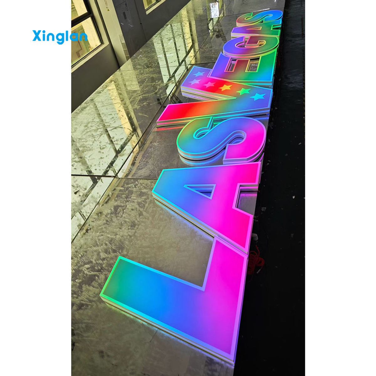 Custom Multi-color Flow 3D LED Business SignOutdoor Waterproof Acrylic Light up Logo Sign for Restaurant Shop Commercial Display