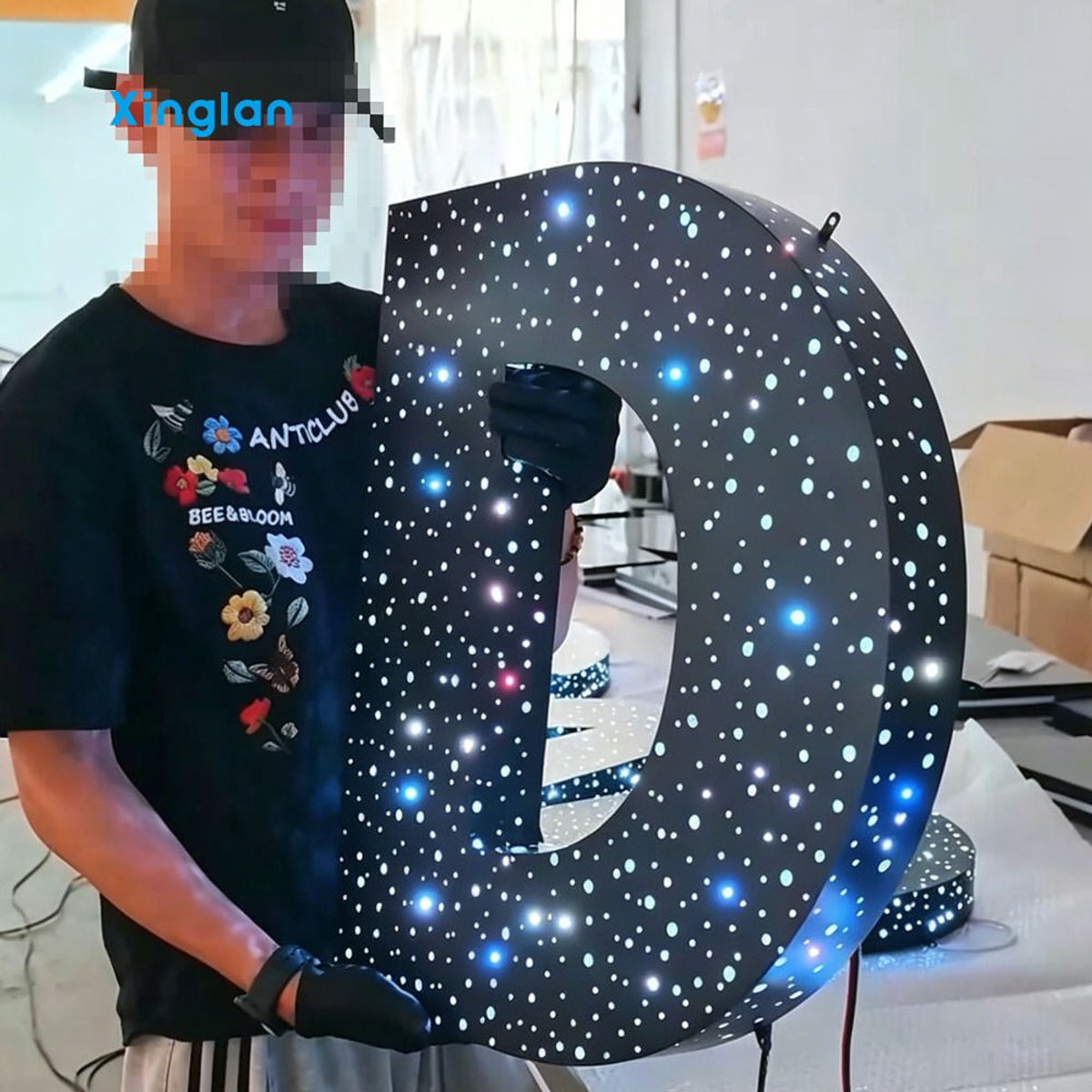 3D Illuminated Starry Sky LED Channel Letter Sign Custom High Brightness Perforated Outdoor Business Advertising Board