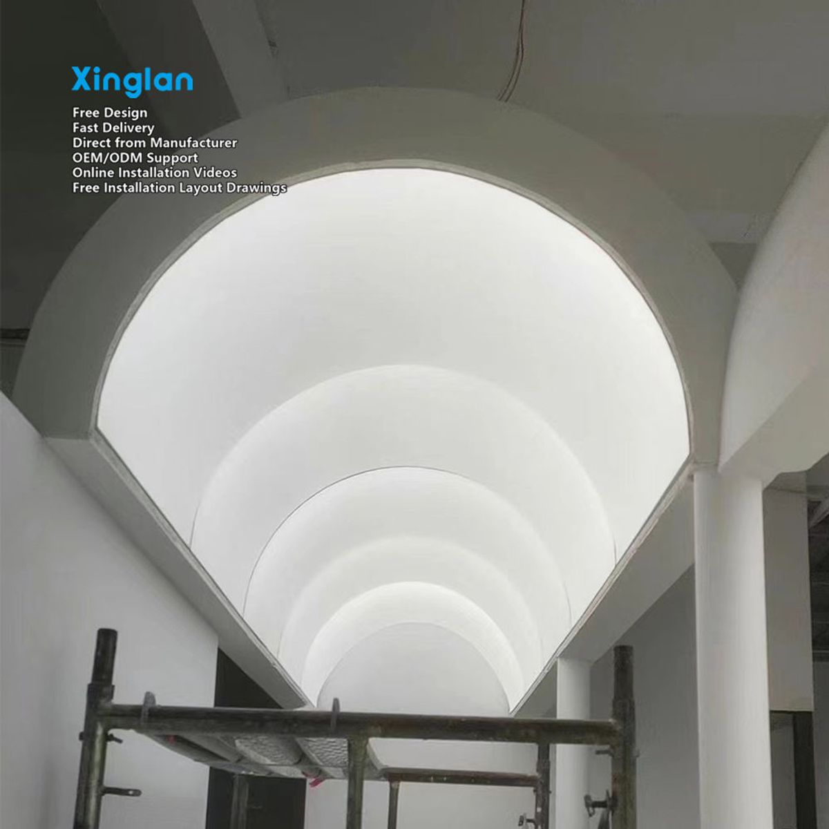 Stretch Ceiling Membranes Custom-Shaped PVC Soft Membrane Light Boxes Stretch Fabric Ceilings,
