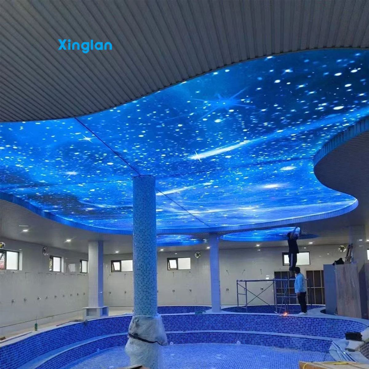 PVC Stretch Ceiling Film, Stretch Ceiling Lights, and Fabric Light Boxes Are Suitable for Internet Cafes and Esports Venues.