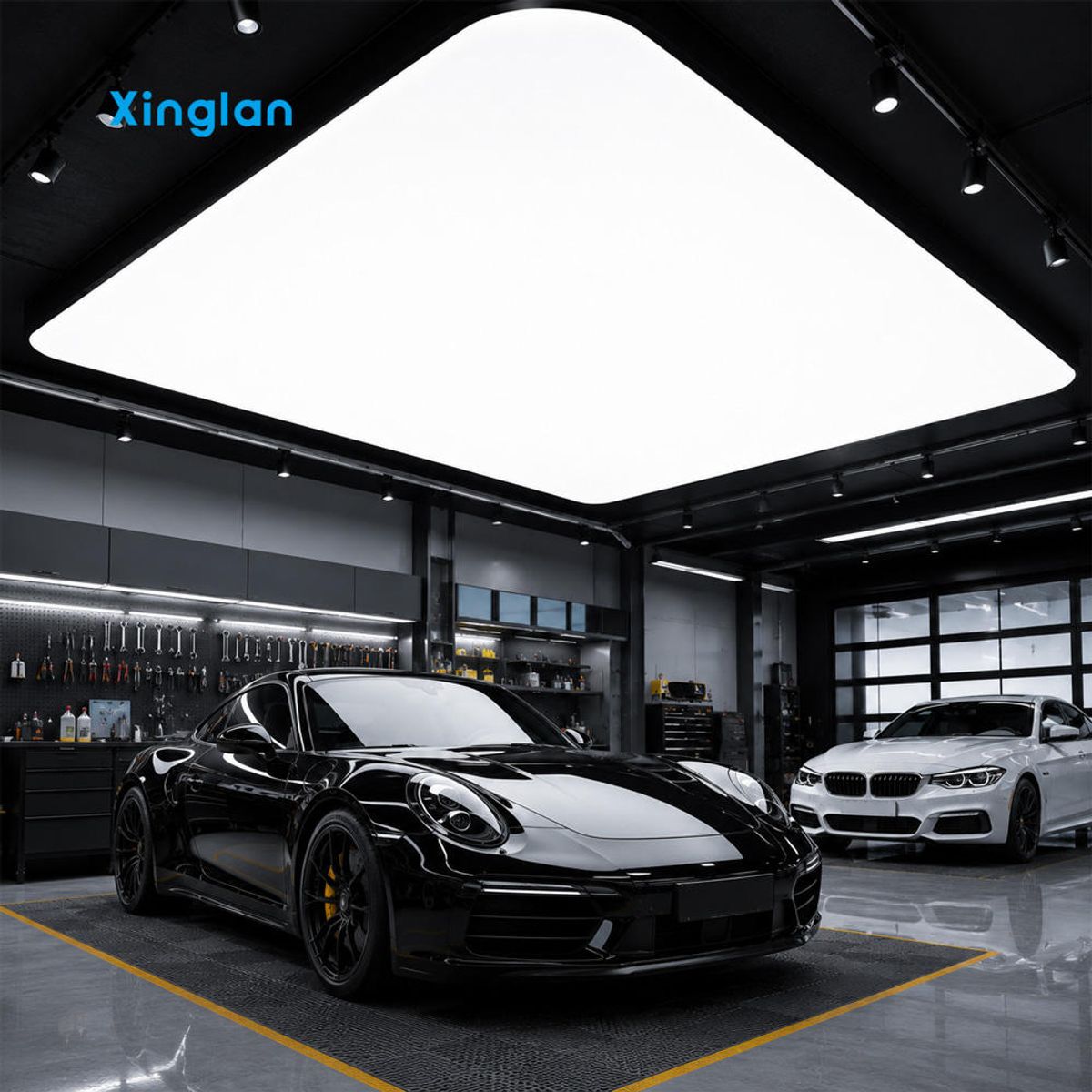 Frameless LED Car Soft Film Ceiling Light Box Custom Stretch Ceiling for Auto Repair Shop Car Beauty Center
