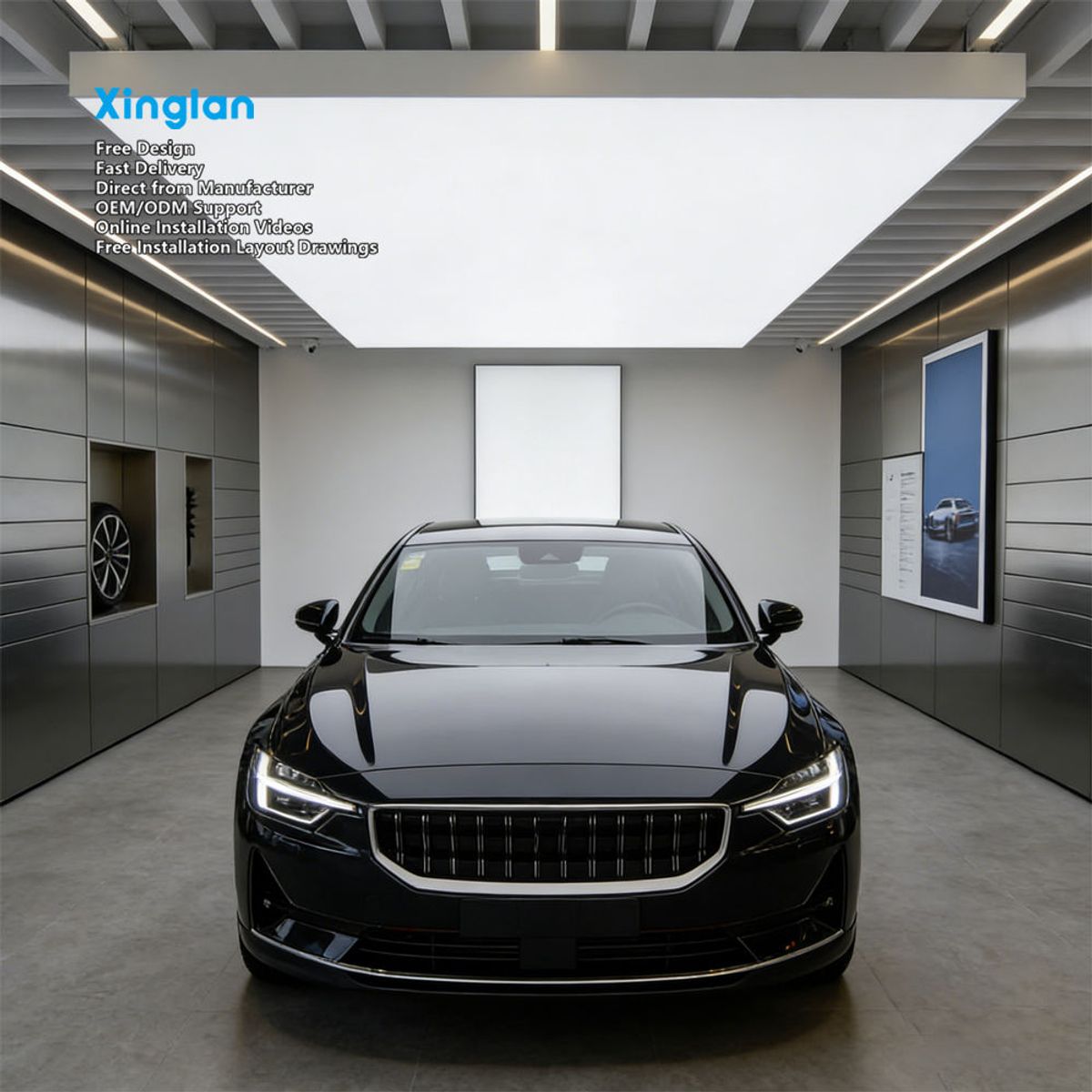 Custom PVC Stretch Ceiling Light Boxes, Fabric Light Boxes for Car Showroom & Auto Exhibition