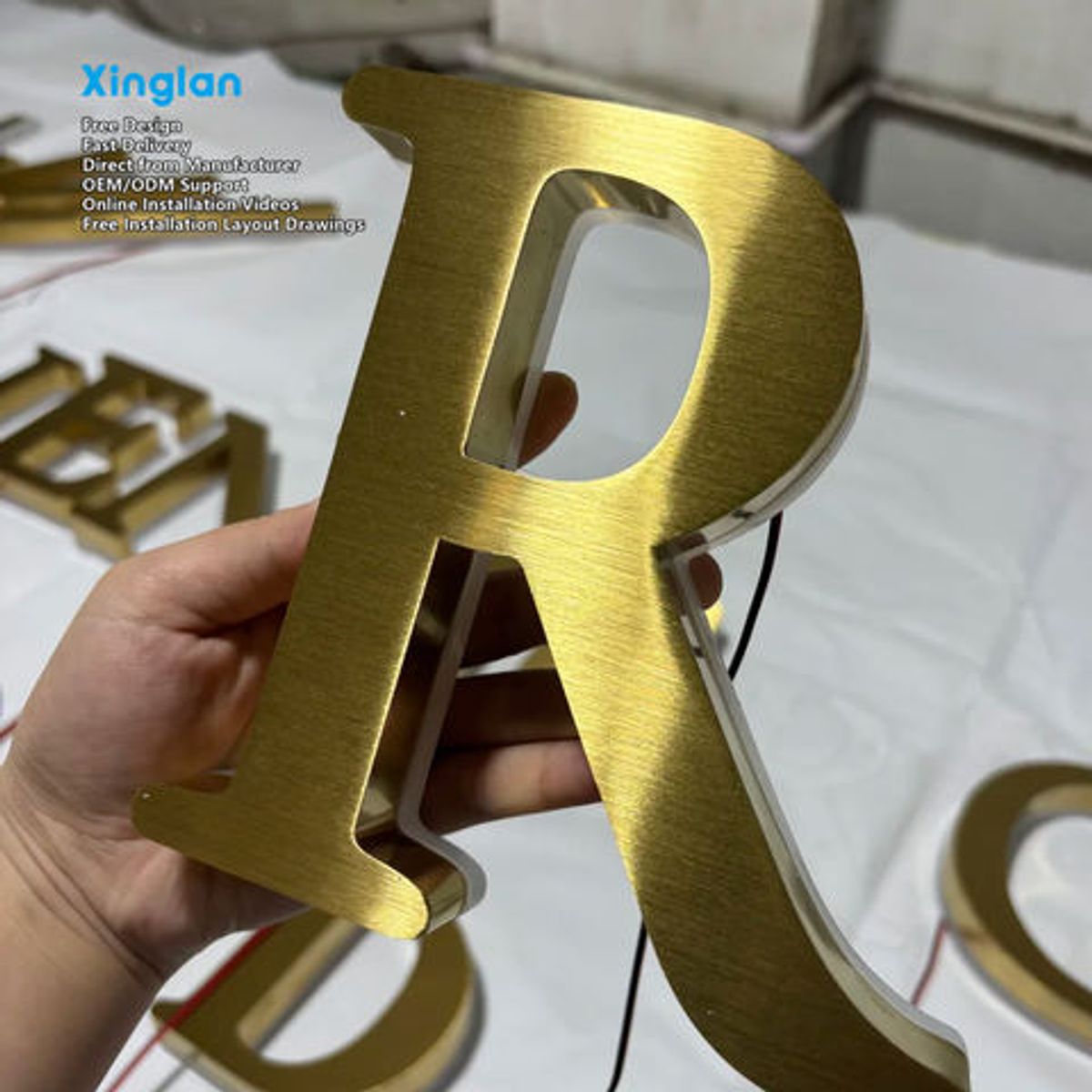 Direct-from-manufacturer 3D stainless steel letters for storefront signage Waterproof stainless steel backlit letters