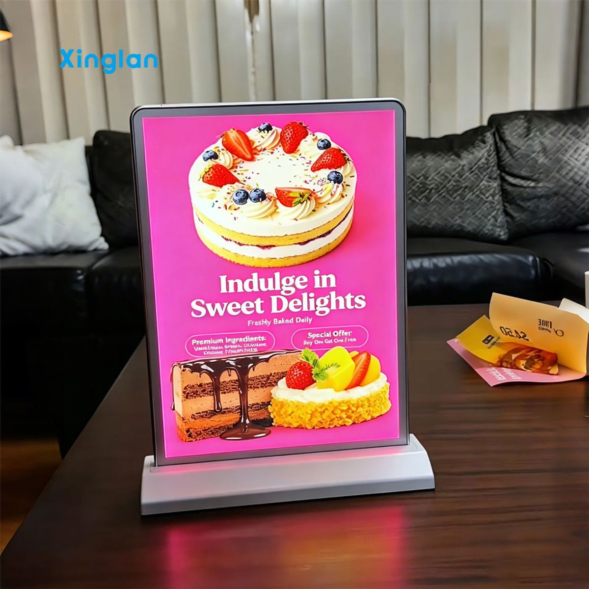 Factory Supply A4 Desktop LED Light Box Rechargeable Double Sided Menu Display Stand for Restaurant Cafe Advertising
