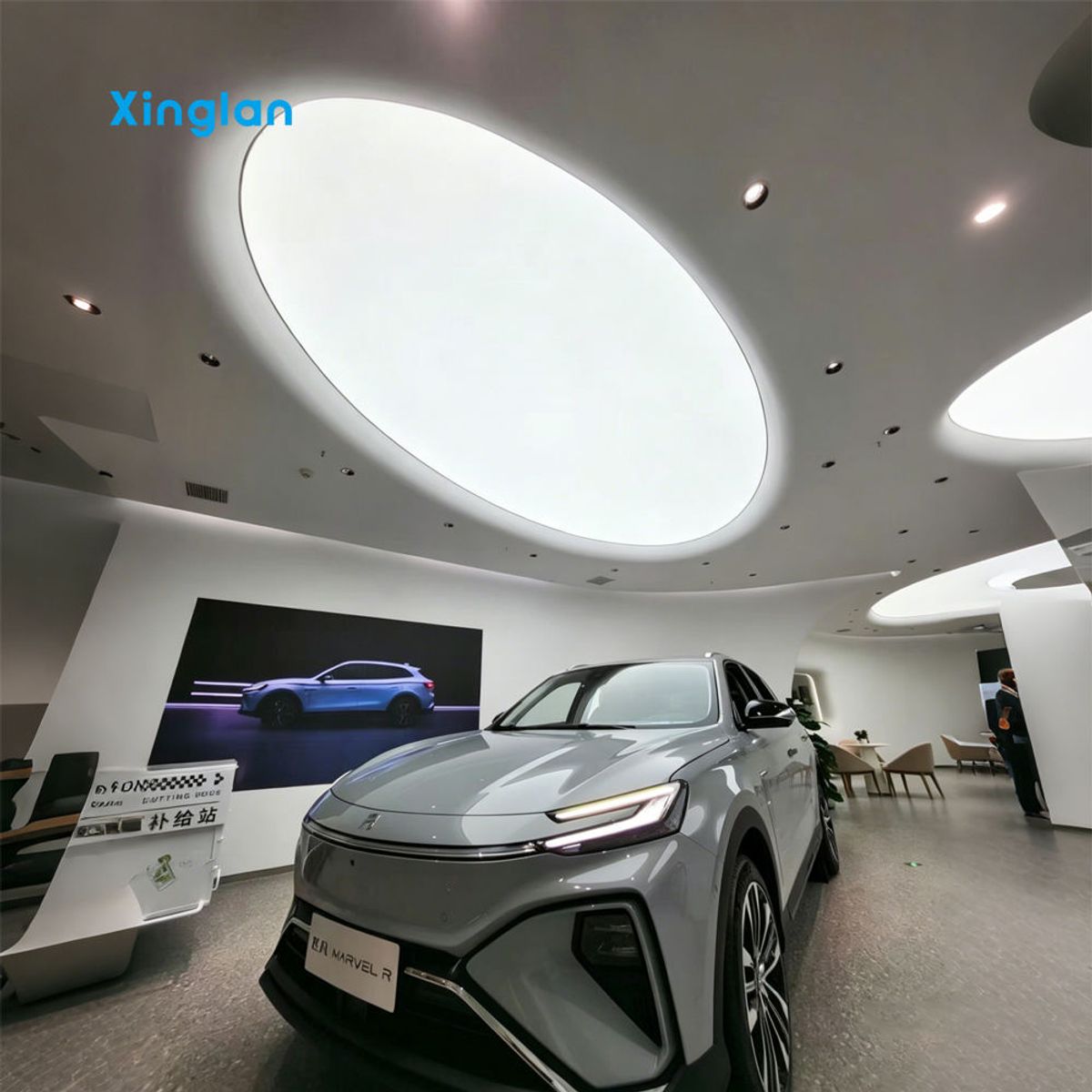 PVC Stretch Fabric Ceiling Light Boxes for Car Showrooms, LED Light Boxes, and Large Garage LED Light Boxes