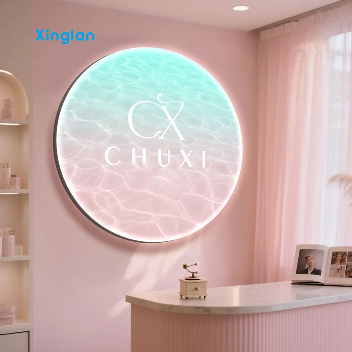 LED Fabric Light Boxes, Fabric Light Boxes, Bespoke Light Boxes, Circular Advertising Light Boxes Ideal for Beauty and Skincare