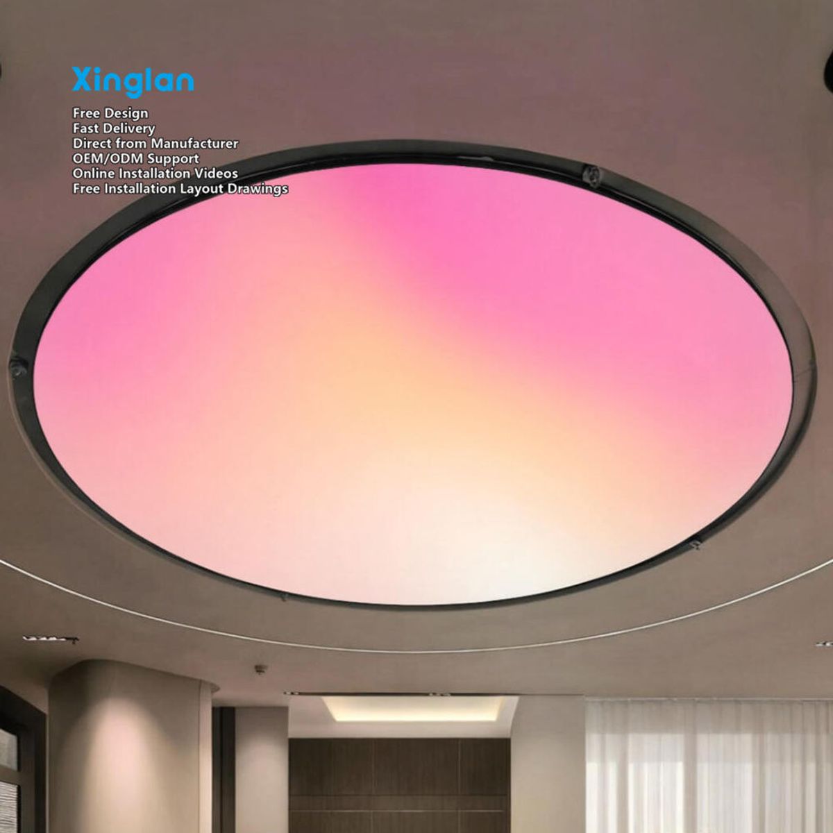 Stretch Ceiling Membranes, Stretch Fabric Ceilings, PVC Soft Membranes, Iridescent Light Boxes Direct From the Factory