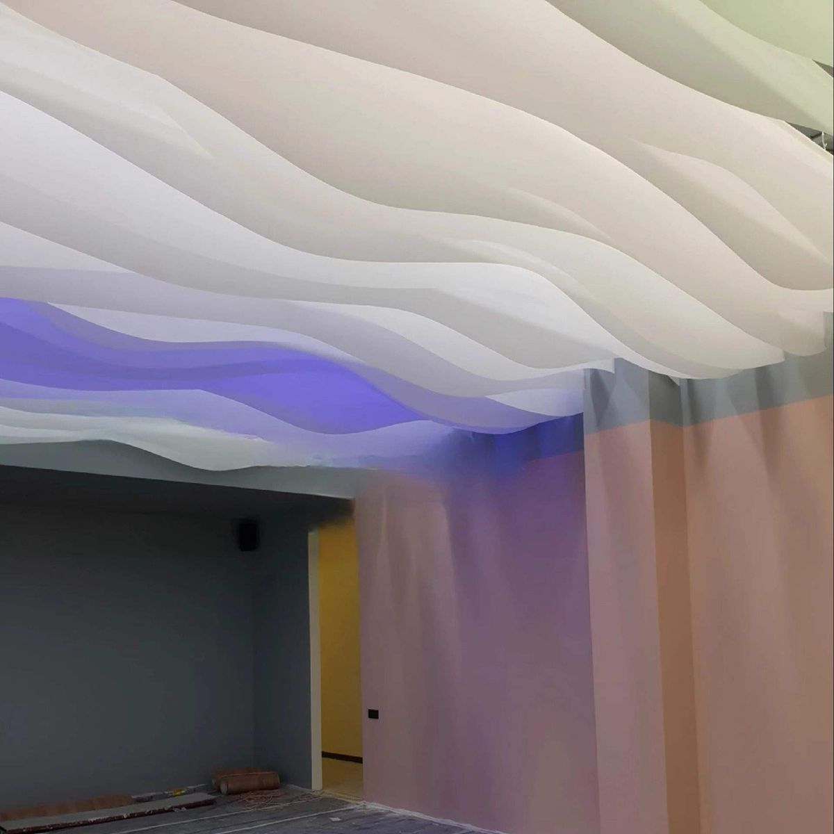 Textured Paper Decorative Materials Legal Paper Wave-Shaped Design White Translucent Design Paper Ceiling Fabric Customization