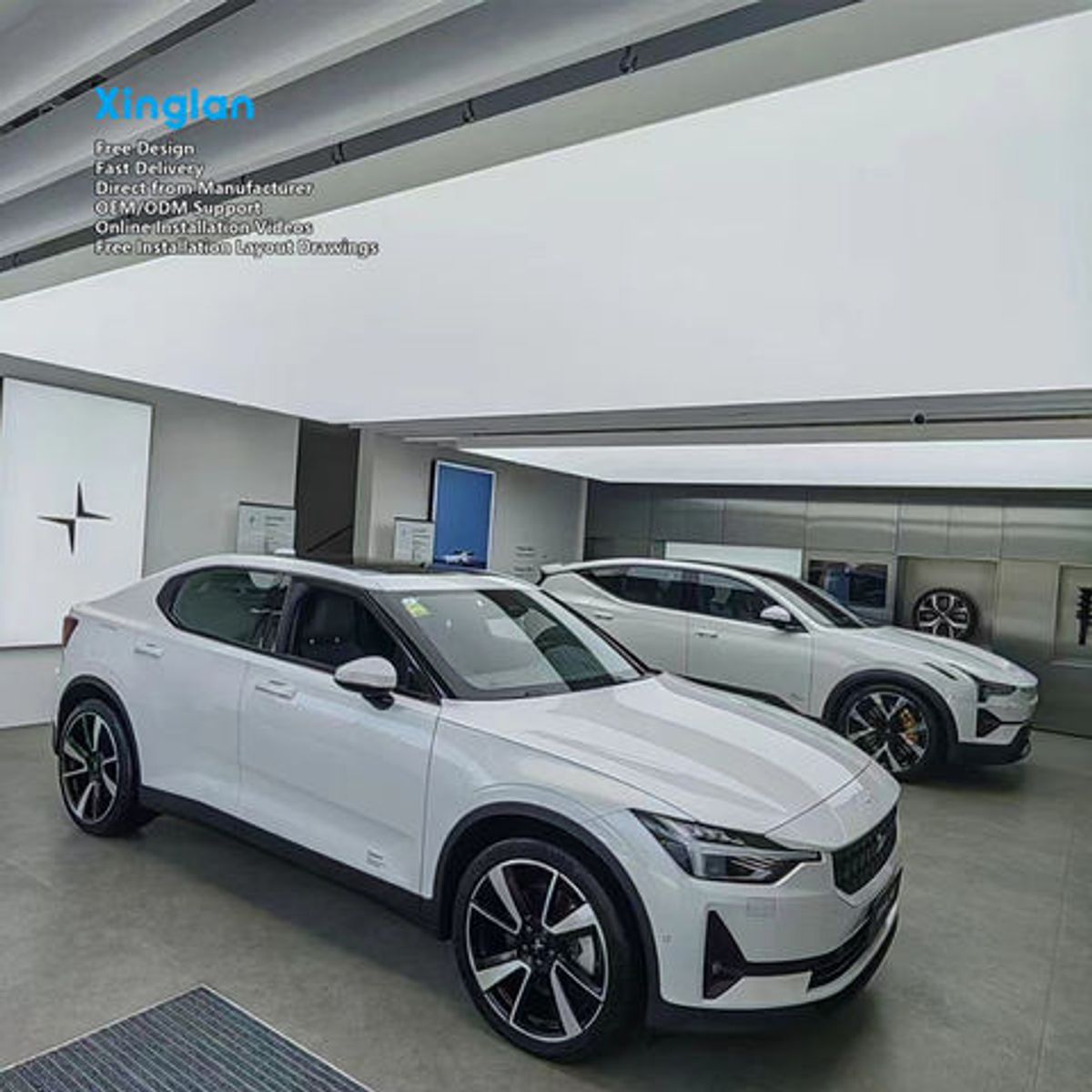 PVC Stretch Film & Stretch Fabric for Rectangle Ceiling Light Boxes Automotive Detailing Customization Shops with Aluminum Frame