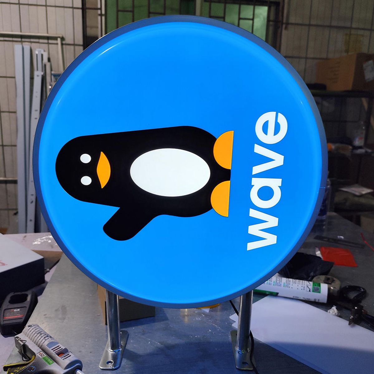 Sided Round LED Light Box, Waterproof Side Mount Acrylic Sign with Custom Logo for Outdoor Retail Store Front Billboard