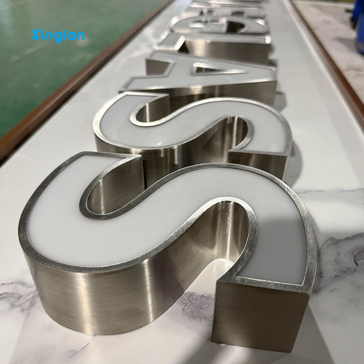 3D LED Backlit Lightbox Letters Custom LED Commercial Signs Digital Signage Stainless Steel Acrylic