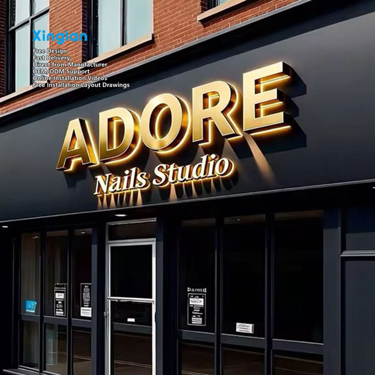 Outdoor Illuminated Backlit LED Letters Custom 3D Stainless Steel Sign for Shop Hotel Office
