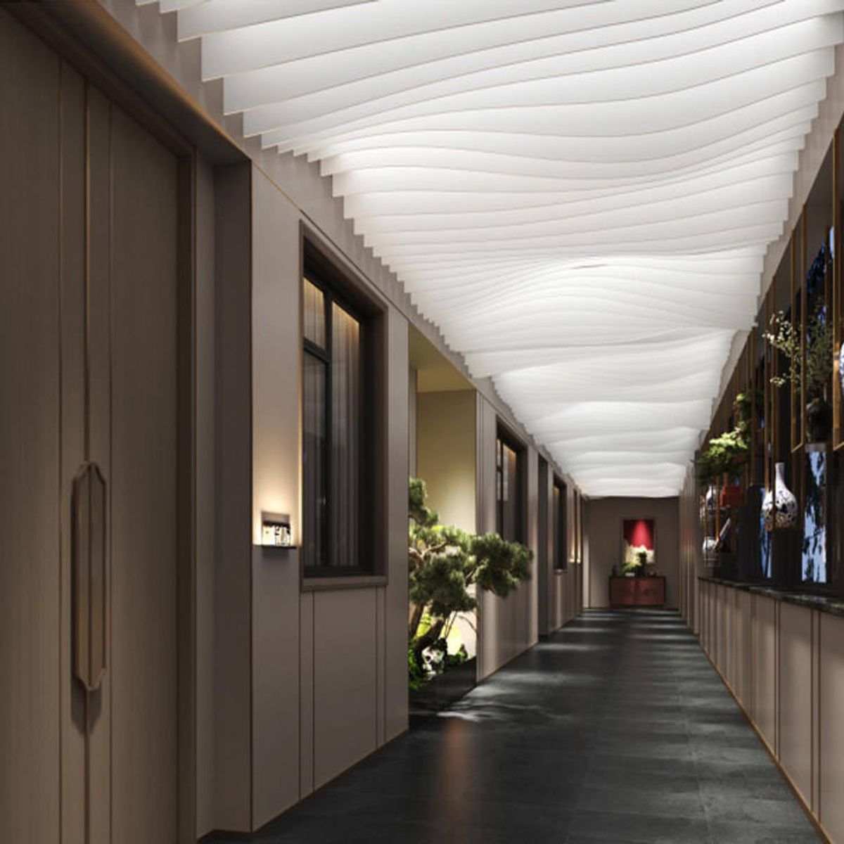 Ceiling Textured Paper White Translucent Wavy Design Ceiling Decoration Material Flat Paper Design Paper