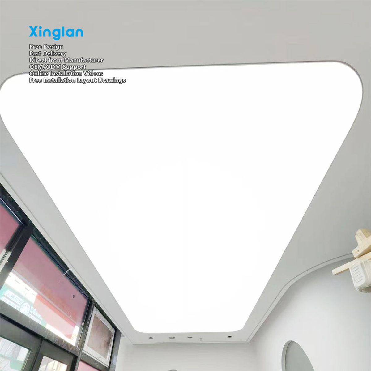 Custom Dynamic Illuminated Decorative Rectangle Indoor Lightbox Signs Aluminum Alloy Frame Gradient Color Soft Film Canvas for